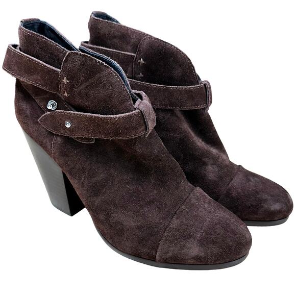 Rag & Bone NWOB Harrow Brown Suede Bootie Size 38.5 (US 8.5) Slip On Wrap Strap - Picture 1 of 8